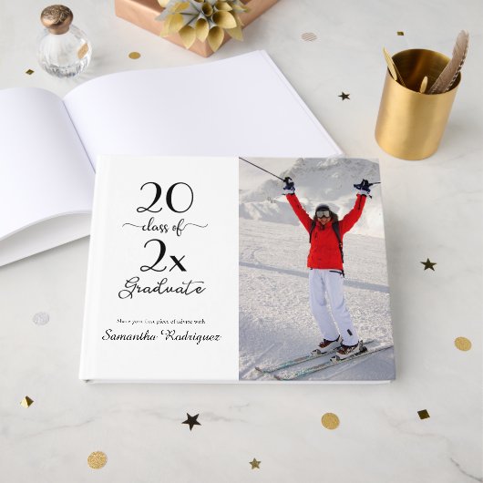 Eleganter Abschluss für 2025-Foto-Muster Gästebuch (Vorderseite Offen)