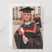 Eleganter Abschluss für Red Script Foto Einladung (Rückseite)