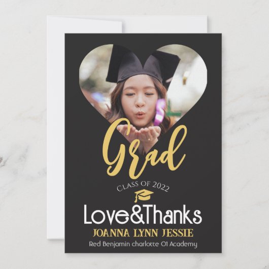 Eleganter Abschluss Gold Cap Dank Script Foto Th Dankeskarte (Vorderseite)