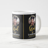 Eleganter Abschluss Gold Cap Danke Script Foto Jumbo-Tasse (Vorderseite Rechts)