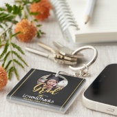 Eleganter Abschluss Gold Cap Danke Script Foto Schlüsselanhänger (Vorderseite rechts)