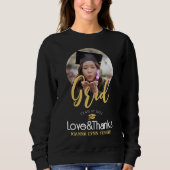 Eleganter Abschluss Gold Cap Danke Script Foto Sweatshirt (Vorderseite)