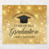 Eleganter Abschluss Gold Sparkle Custom Class Year Schaumweinetikett (Einzelnes Label)