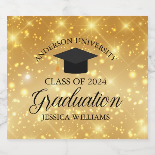 Eleganter Abschluss Gold Sparkle Custom Class Year Schaumweinetikett (Einzelnes Label)