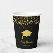 Eleganter Abschluss Golden Confetti Pappbecher (Rückseite)
