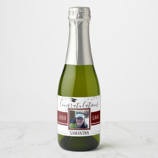 Eleganter Abschluss Herzlichen Glückwunsch Foto We Schaumweinetikett (Vorderseite)