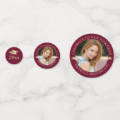 Eleganter Abschluss Maroon Gold Foto Personalisier Konfetti (Vorderseiten)