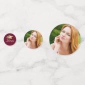 Eleganter Abschluss Maroon Gold Foto Personalisier Konfetti (Rückseiten)