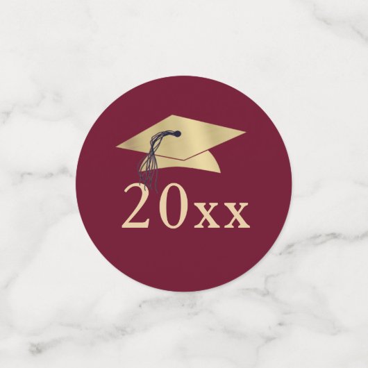 Eleganter Abschluss Maroon Gold Foto Personalisier Konfetti (Klein Vorderseite)