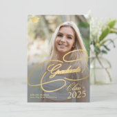 Eleganter Abschluss mit 6 Foto-Collage Ankündigung (Stehend Vorderseite)