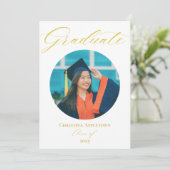 Eleganter Abschluss mit modernem Rundfunk-Foto Einladung (Stehend Vorderseite)