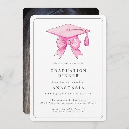 Eleganter Abschluss mit moderner Wasserfarbe Einladung (Vorne/Hinten)