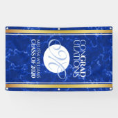 Eleganter Abschluss Monogram Blue Marble Gold Foil Banner (Horizontal)
