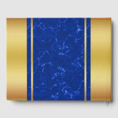 Eleganter Abschluss Monogram Blue Marble Gold Foil Gästebuch (Rückseite)