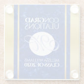 Eleganter Abschluss Monogram Blue Marble Gold Foil Glasuntersetzer (Rückseite)