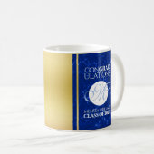 Eleganter Abschluss Monogram Blue Marble Gold Foil Kaffeetasse (VorderseiteRechts)