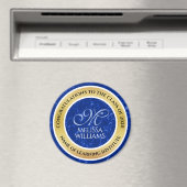 Eleganter Abschluss Monogram Blue Marble Gold Foil Magnet (In Situ (Geschirrspüler))