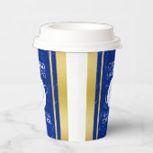 Eleganter Abschluss Monogram Blue Marble Gold Foil Pappbecher (Rechts)