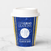 Eleganter Abschluss Monogram Blue Marble Gold Foil Pappbecher (Vorderseite)