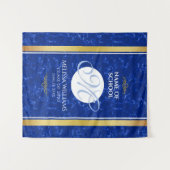 Eleganter Abschluss Monogram Blue Marble Gold Foil Wandteppich (Vorderseite (Horizontal))