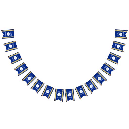 Eleganter Abschluss Monogram Blue Marble Gold Foil Wimpelkette (Alle)