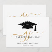 Eleganter Abschluss Name Gold Monogram Ankündigung (Vorne/Hinten)