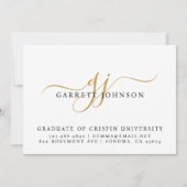 Eleganter Abschluss Name Gold Monogram Ankündigung (Rückseite)