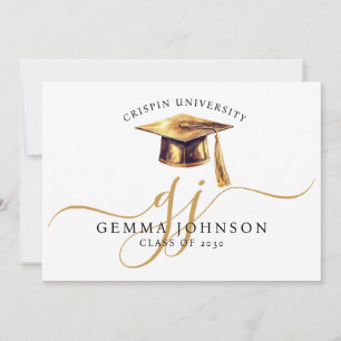 Eleganter Abschluss Name Gold Monogram Ankündigung