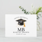 Eleganter Abschluss Name Gold Monogram Ankündigung (Stehend Vorderseite)