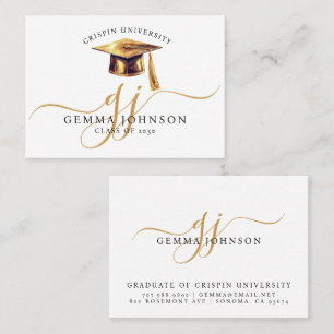 Eleganter Abschluss Name Gold Monogram Telefonnummerkarte