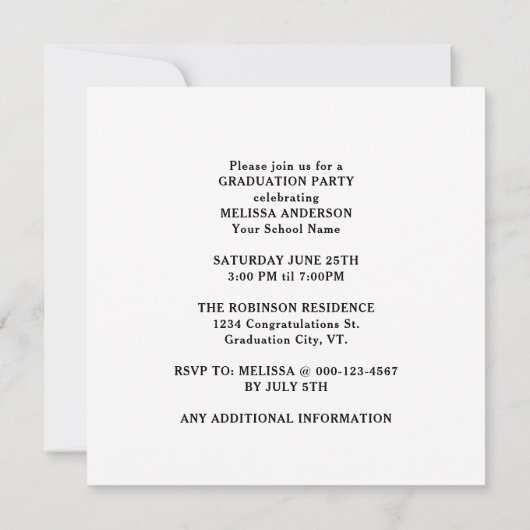 Eleganter Abschluss Personalisiert 8 Fotomaterial Einladung (Rückseite)