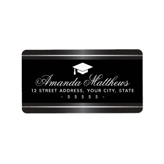 Eleganter Abschluss Satin graue Imitate Silbergren Adressaufkleber (Vorne)