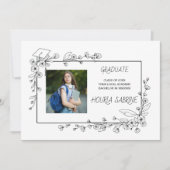 Eleganter Abschluss Schwarz-Weiß-Blumengrenze Ankündigung (Vorderseite)