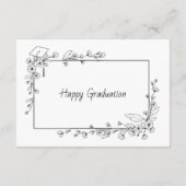 Eleganter Abschluss Schwarz-Weiß-Blumengrenze Begleitkarte (Rückseite)