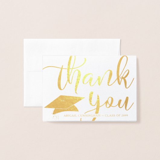 Eleganter Abschluss Vielen Dank Script Foil Card Folienkarte (Vorderseite mit Umschlag)