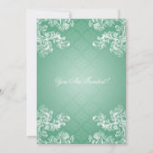 Eleganter Abschluss Vintager Royal Scroll Mint Einladung (Rückseite)