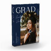 Eleganter Abschlussname und Schule Navy Blau Fotoblock (Links)