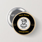 Eleganter Absolvent 2026 | Personalisiertes Goldsi Button (Vorne & Hinten)