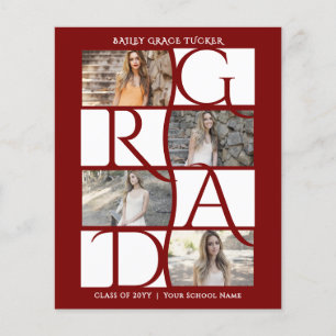 Eleganter Absolvent 5-Foto Dunkelroter Abschluss