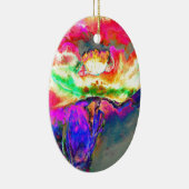 Eleganter abstrakt-gelber Rosa-Blume-Mohn Keramik Ornament (Rechts)