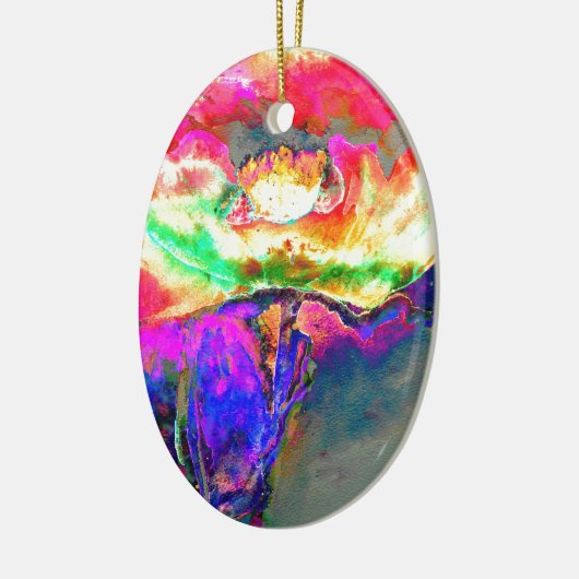 Eleganter abstrakt-gelber Rosa-Blume-Mohn Keramik Ornament (Links)