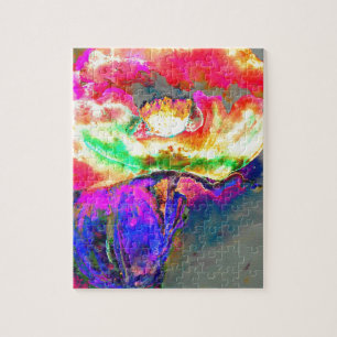 Eleganter abstrakt-gelber Rosa-Blume-Mohn Puzzle