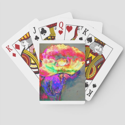 Eleganter abstrakt-gelber Rosa-Blume-Mohn Spielkarten (Rückseite)