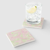 Eleganter Abstrakt rosa grüner Marmorretro Wavy Steinuntersetzer (Seitenansicht)