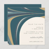 Eleganter Abstrakter Aquamariner Smarald Gold Mode Save The Date (Vorne/Hinten)