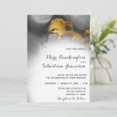 *~* Eleganter Abstrakter Black Gray Gold Glitzer Einladung (Stehend Vorderseite)