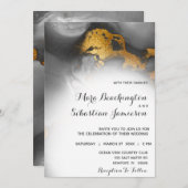 *~* Eleganter Abstrakter Black Gray Gold Glitzer Einladung (Vorne/Hinten)