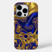 Eleganter Abstrakter Blue-Gold-Bow-Trimm Case-Mate iPhone Hülle (Rückseite)
