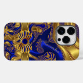 Eleganter Abstrakter Blue-Gold-Bow-Trimm Case-Mate iPhone Hülle (Rückseite (Horizontal))