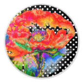 Eleganter abstrakter, blühender Polka-Punkt Keramikknauf (Vorderseite)